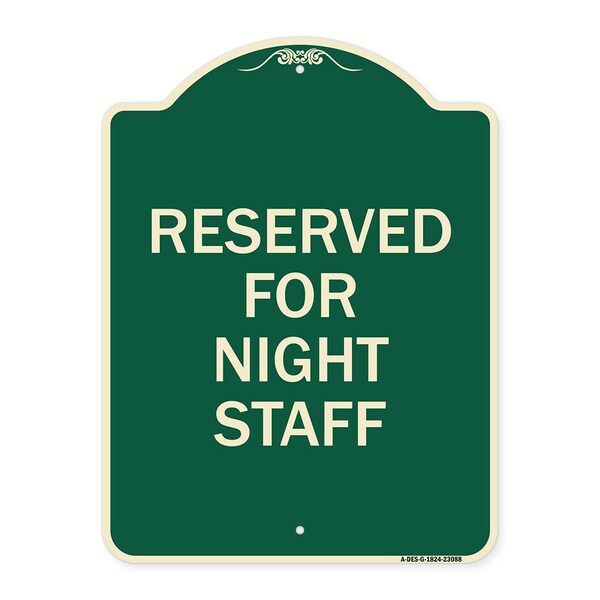 Signmission Reserved Parking for Night Staff Heavy-Gauge Aluminum Architectural Sign, 24" x 18", G-1824-23088 A-DES-G-1824-23088 - main